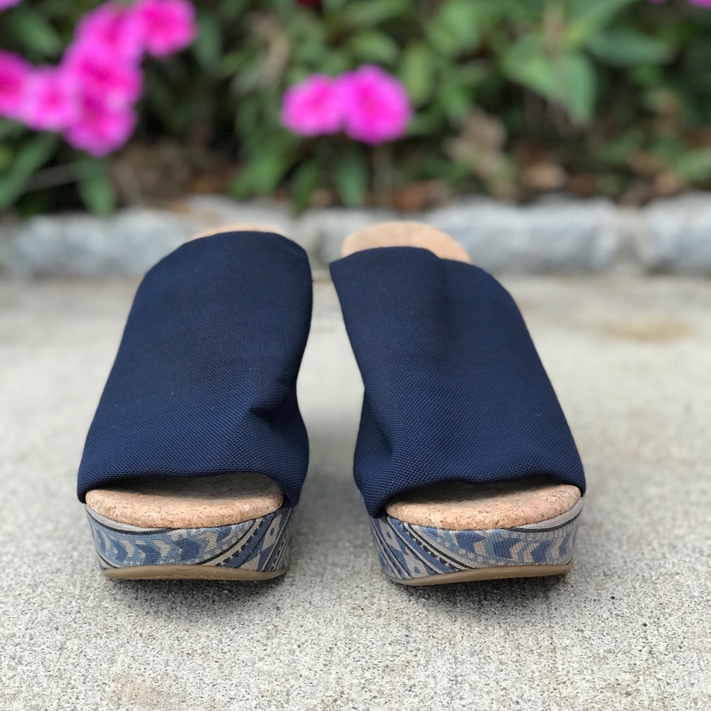 *RARE* Lucky Brand Blue Marilyn Cork Wedge Sandals - Picture 4 of 8